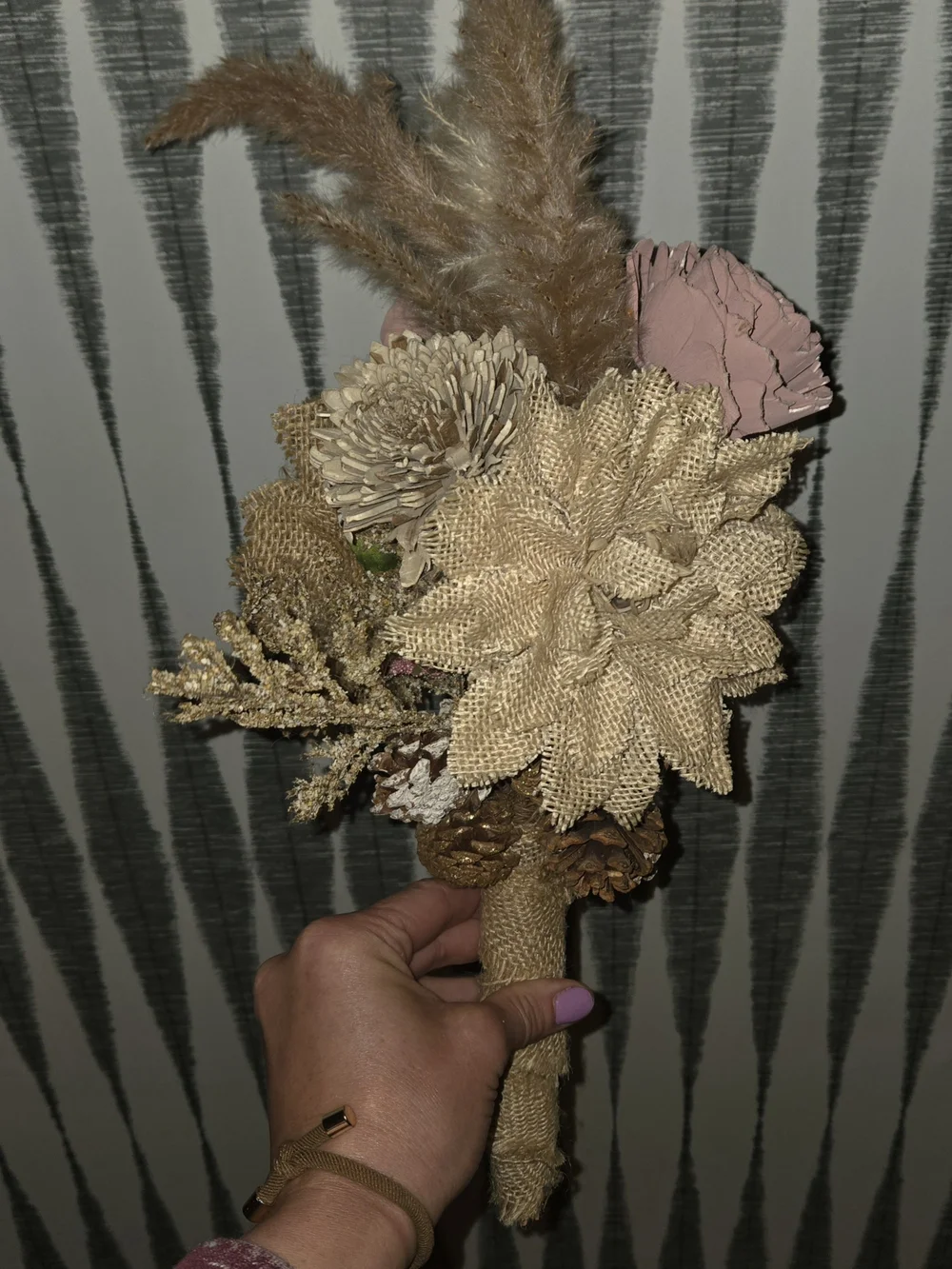 Boho Dried Floral Bouquet | Rustic Burlap & Pampas | Rustic Decor